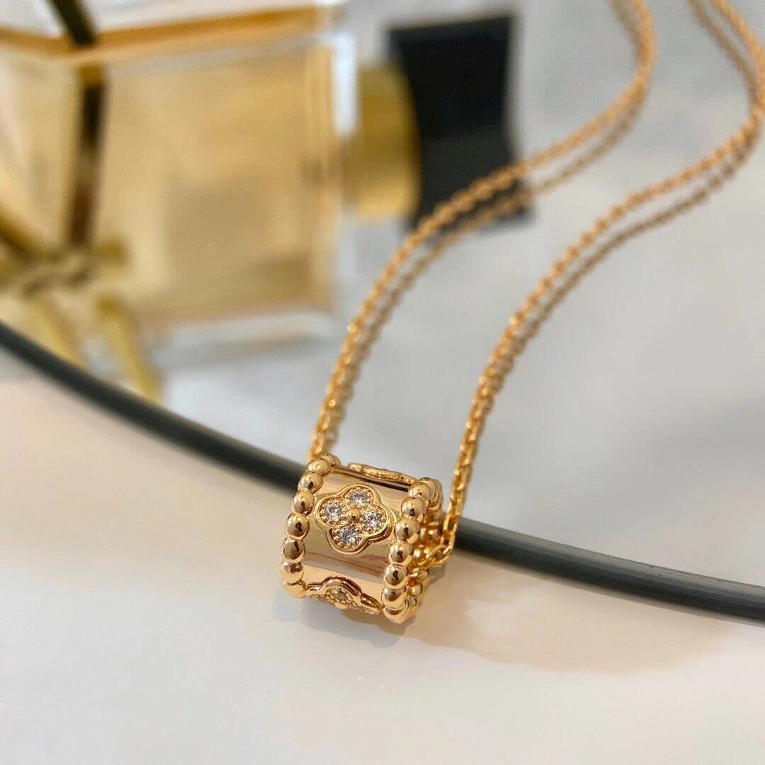 Van Cleef & Arpels Elegant Silver Diamond Pendant Necklace